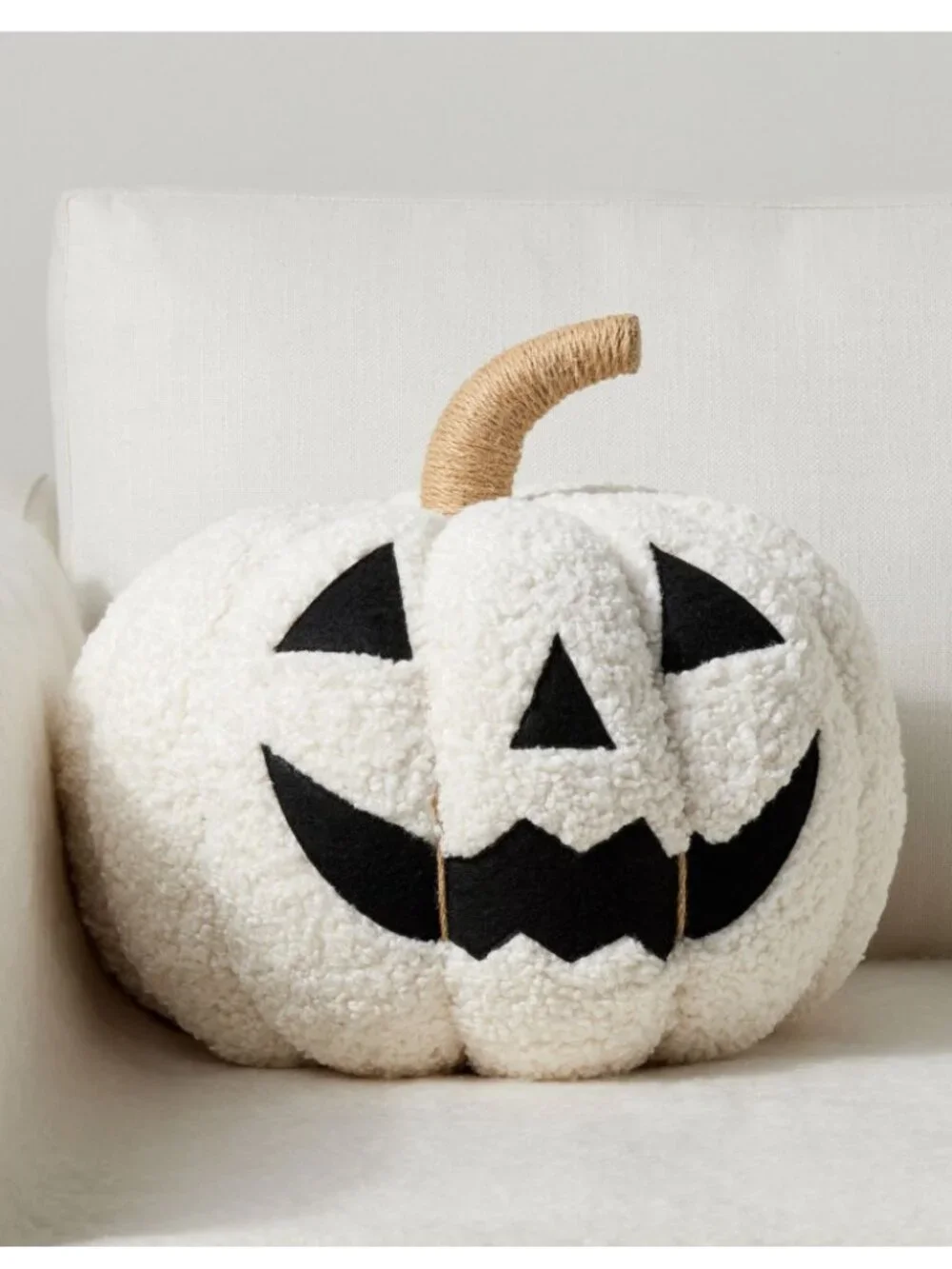 Pottery Barn Jack-o’-Lantern Shaped Pillow White
